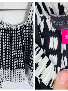 Vince Camuto Black and White Printed Sleeveless Camisole